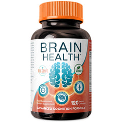 Front view of Brain Supplement vegan capsules bottle
