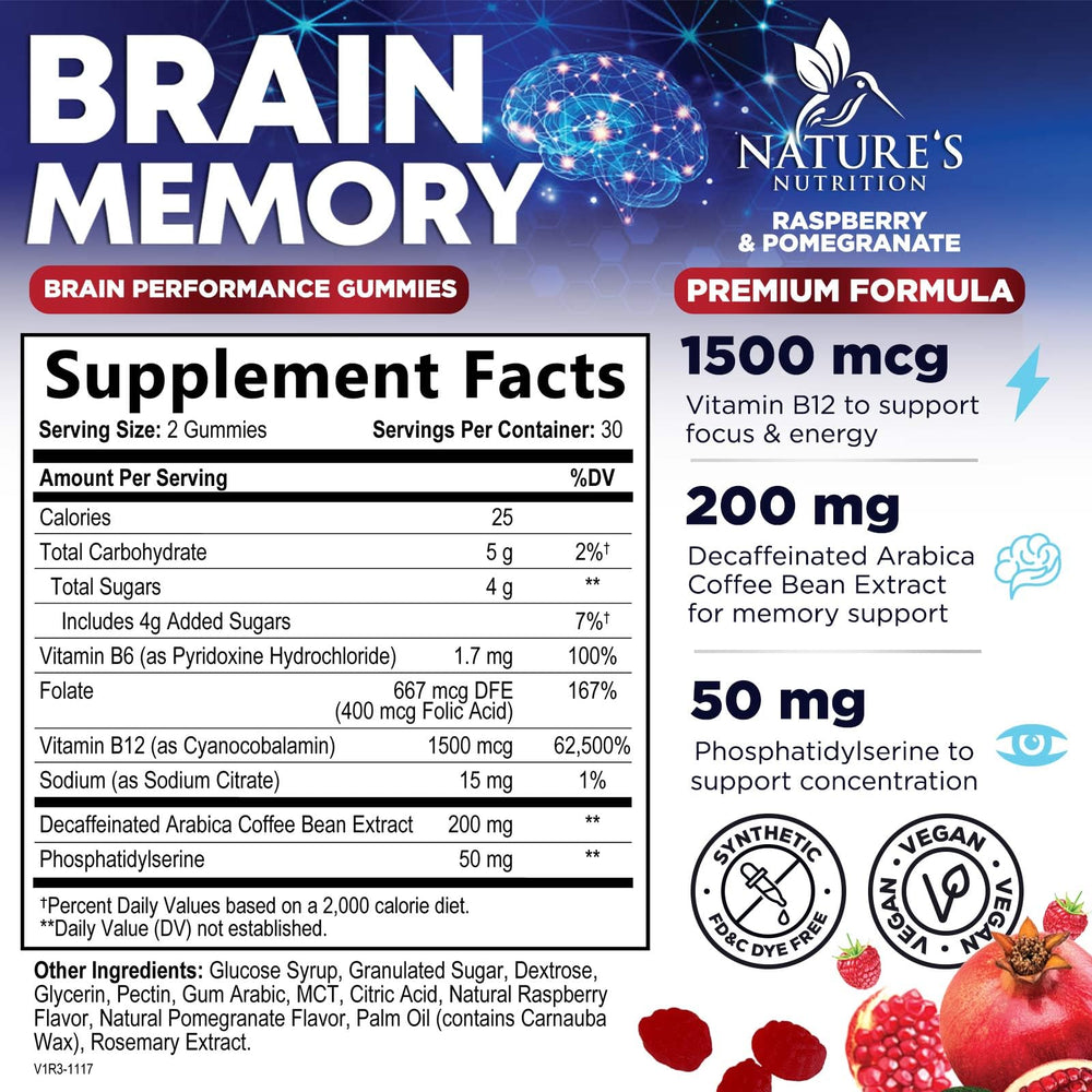 Close-up of gummy vitamins for concentration and alertness