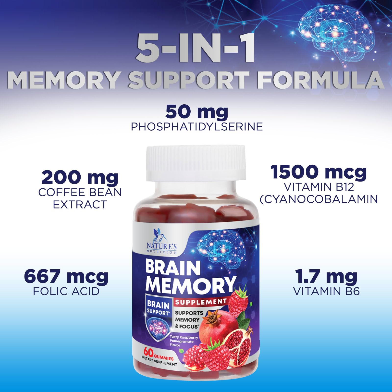 Vegan gummies for cognitive support and focus