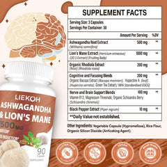Brain-support capsules featuring Ashwagandha and Lions Mane