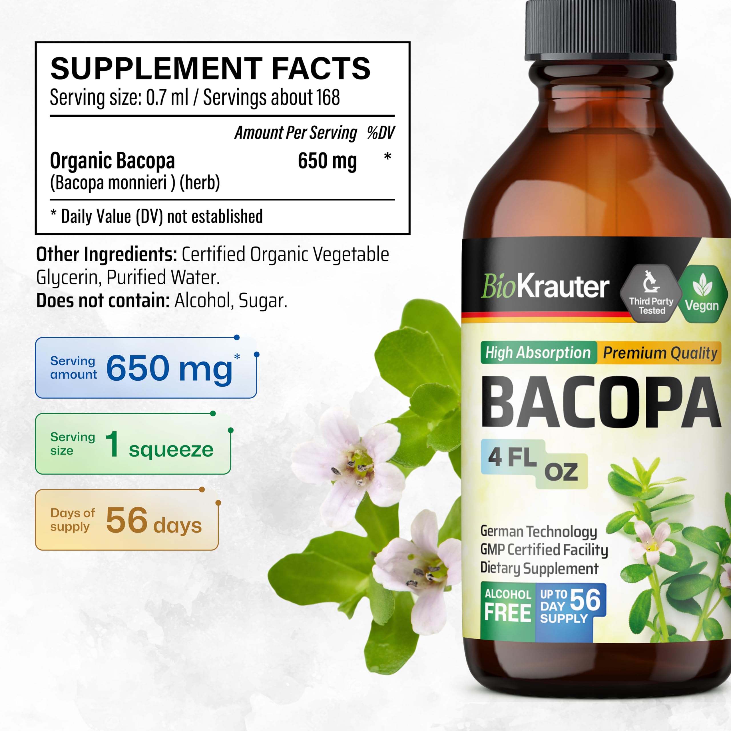 Brain support Brahmi drops with Bacopa Monnieri