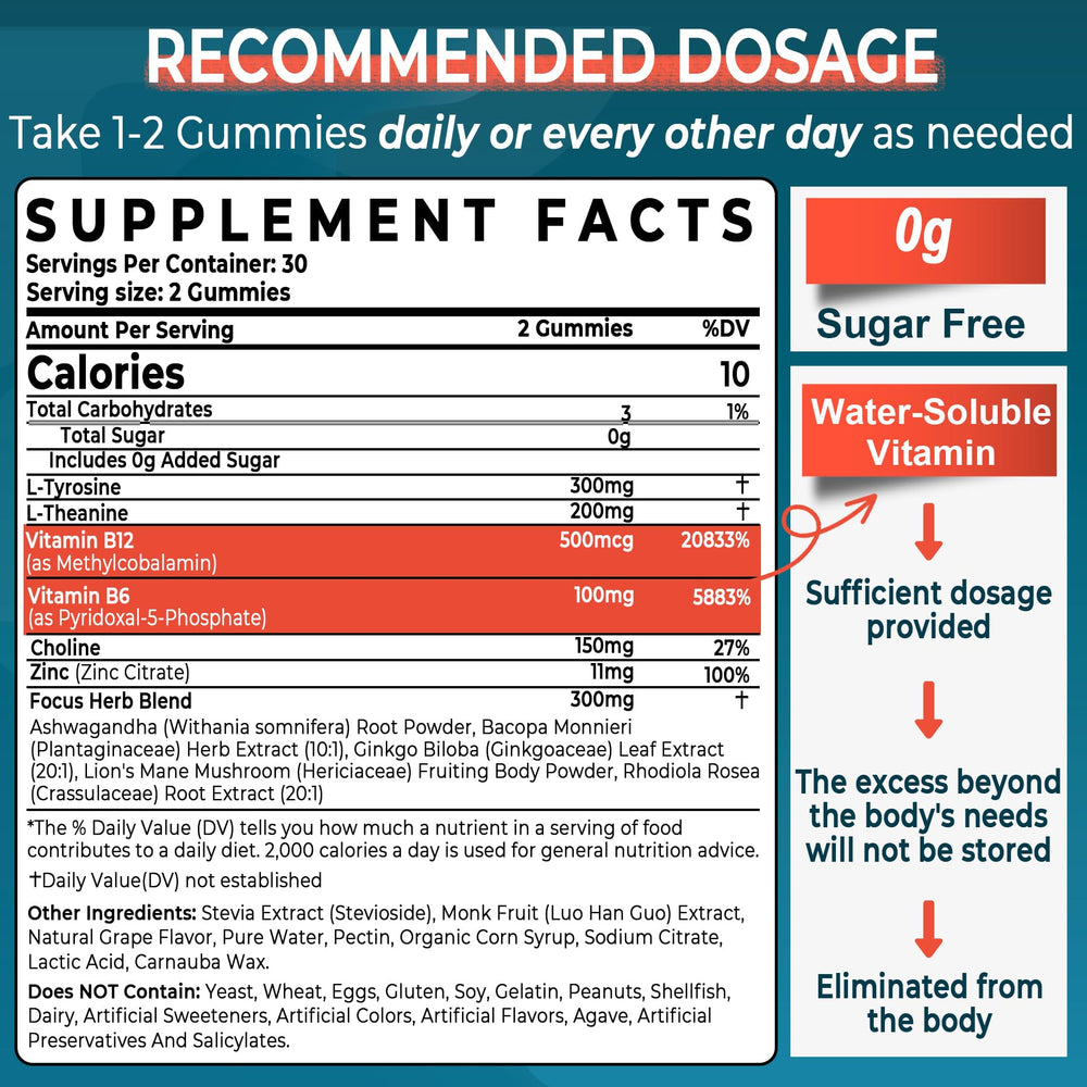 Neviss Brain Focus Gummies back label