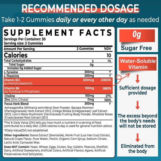 Neviss Brain Focus Gummies back label
