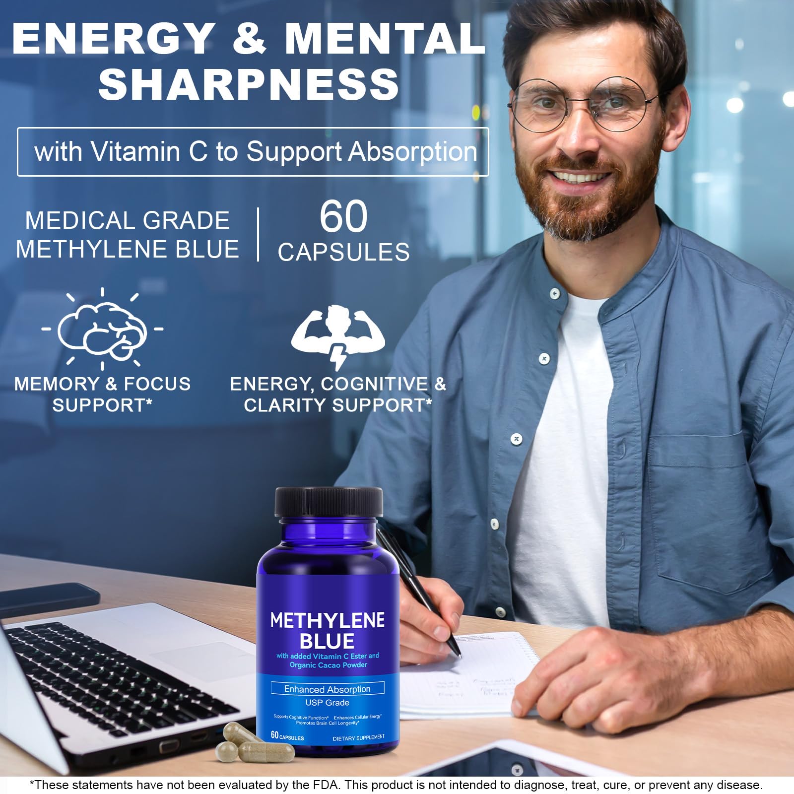 Graphic illustrating cognitive support and energy