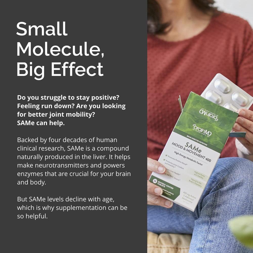 Gluten-free BrainMD SAMe tablets arranged neatly