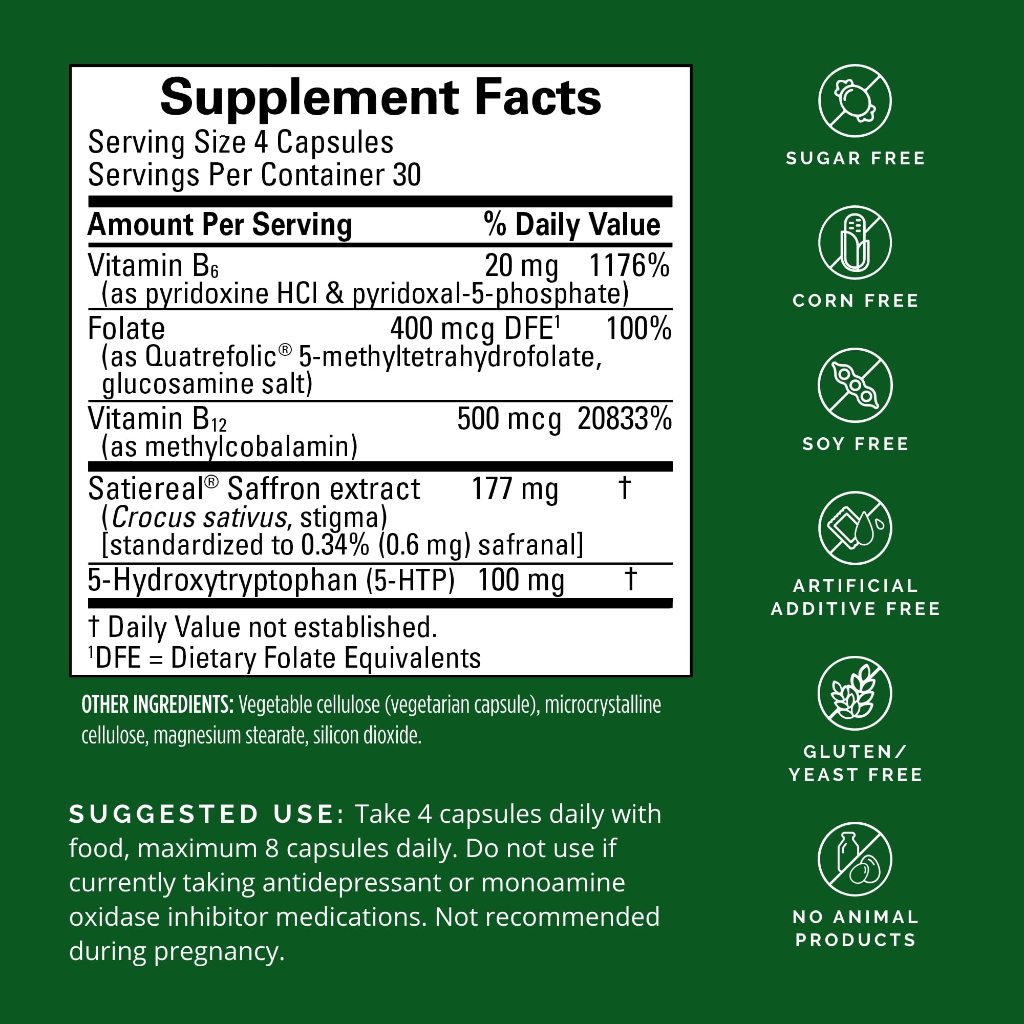 Close-up of bottle showing capsules and servings