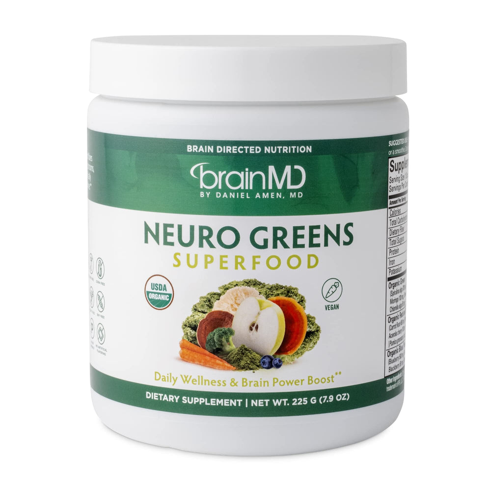 Front view of BRAINMD Neuro Greens Superfood bottle - 7.9 oz