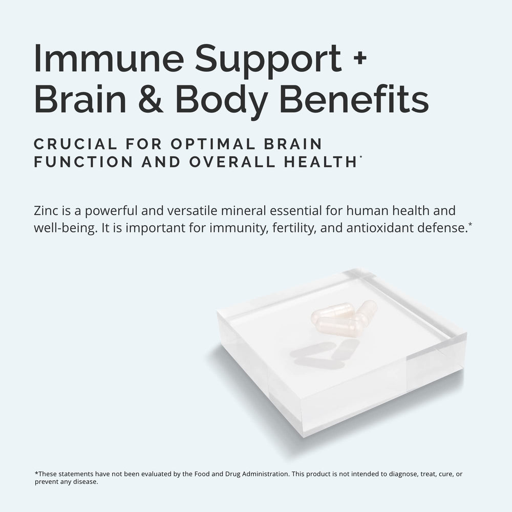 Close-up of Neuro Zinc 25 mg zinc bisglycinate chelate capsule