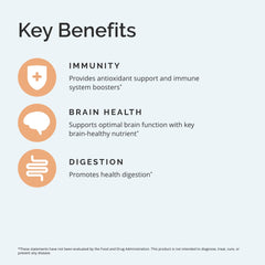 Illustration of brain, immune and gut health benefits from ProBrainBiotics MAX