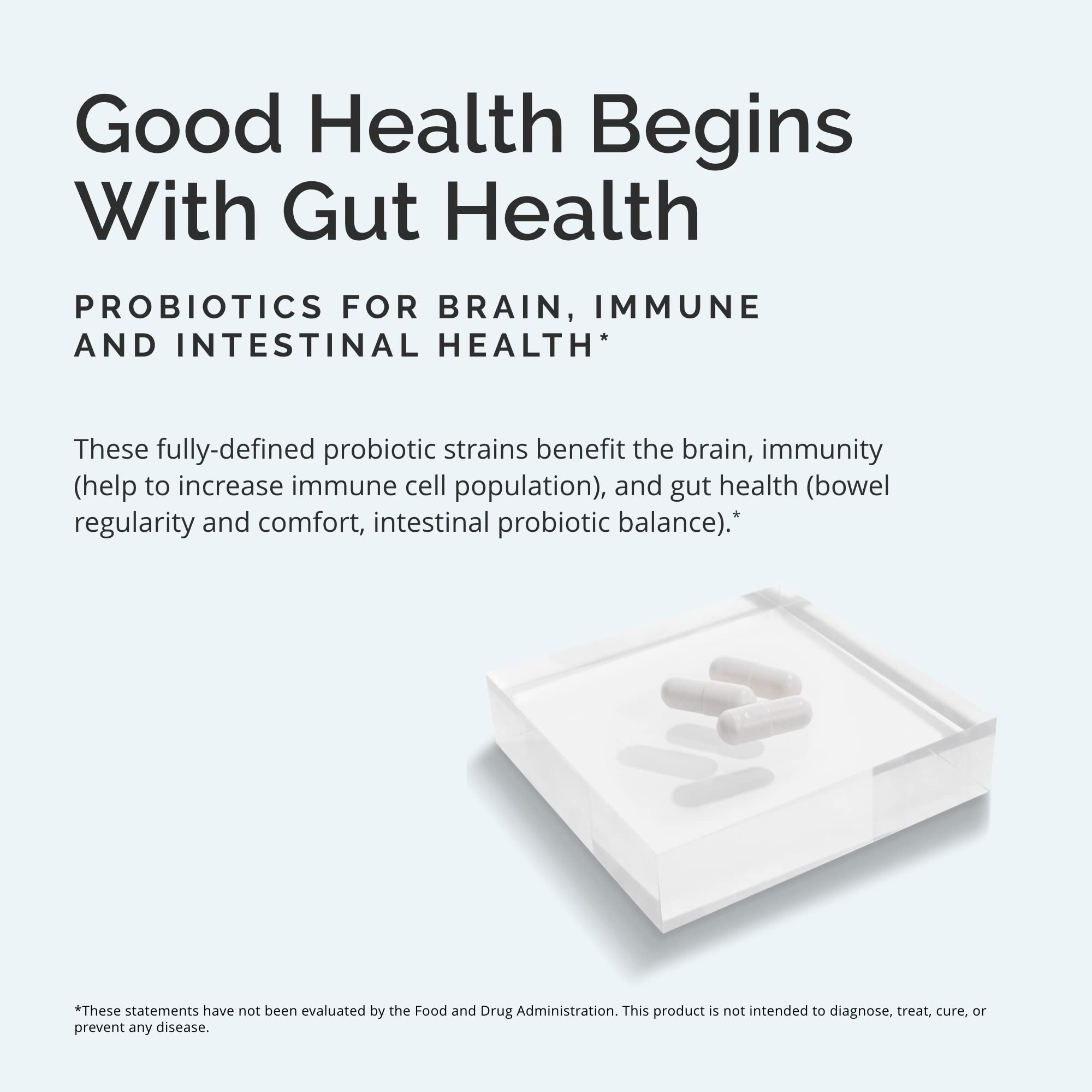 Graphic showing seven probiotic strains in ProBrainBiotics MAX
