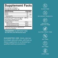 Packaging highlighting focus, memory and heart health for BrainMD Omega-3 Power