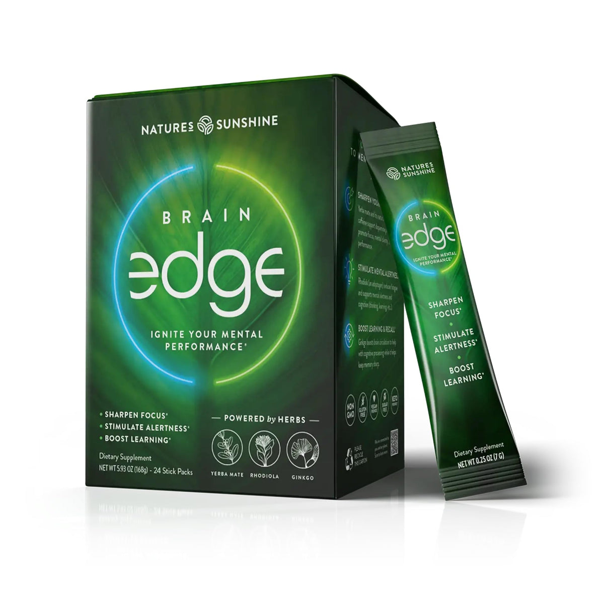 Nature's Sunshine Brain Edge 24-stick packs packaging front