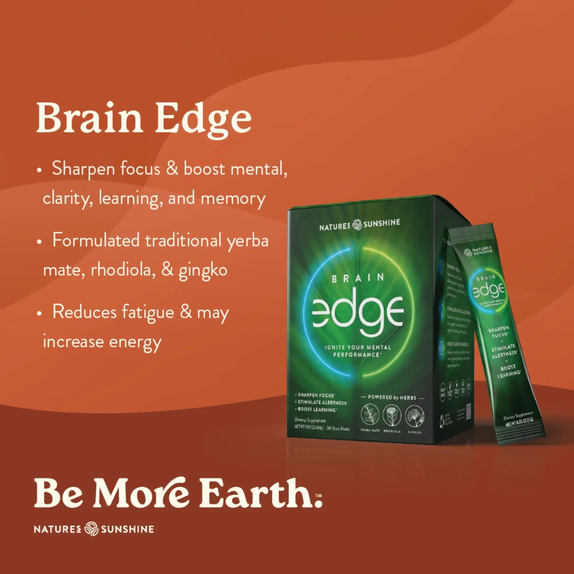 Brain Edge sticks with a glass of water