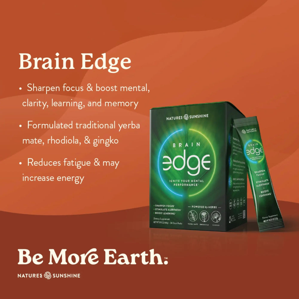 Brain Edge sticks with a glass of water
