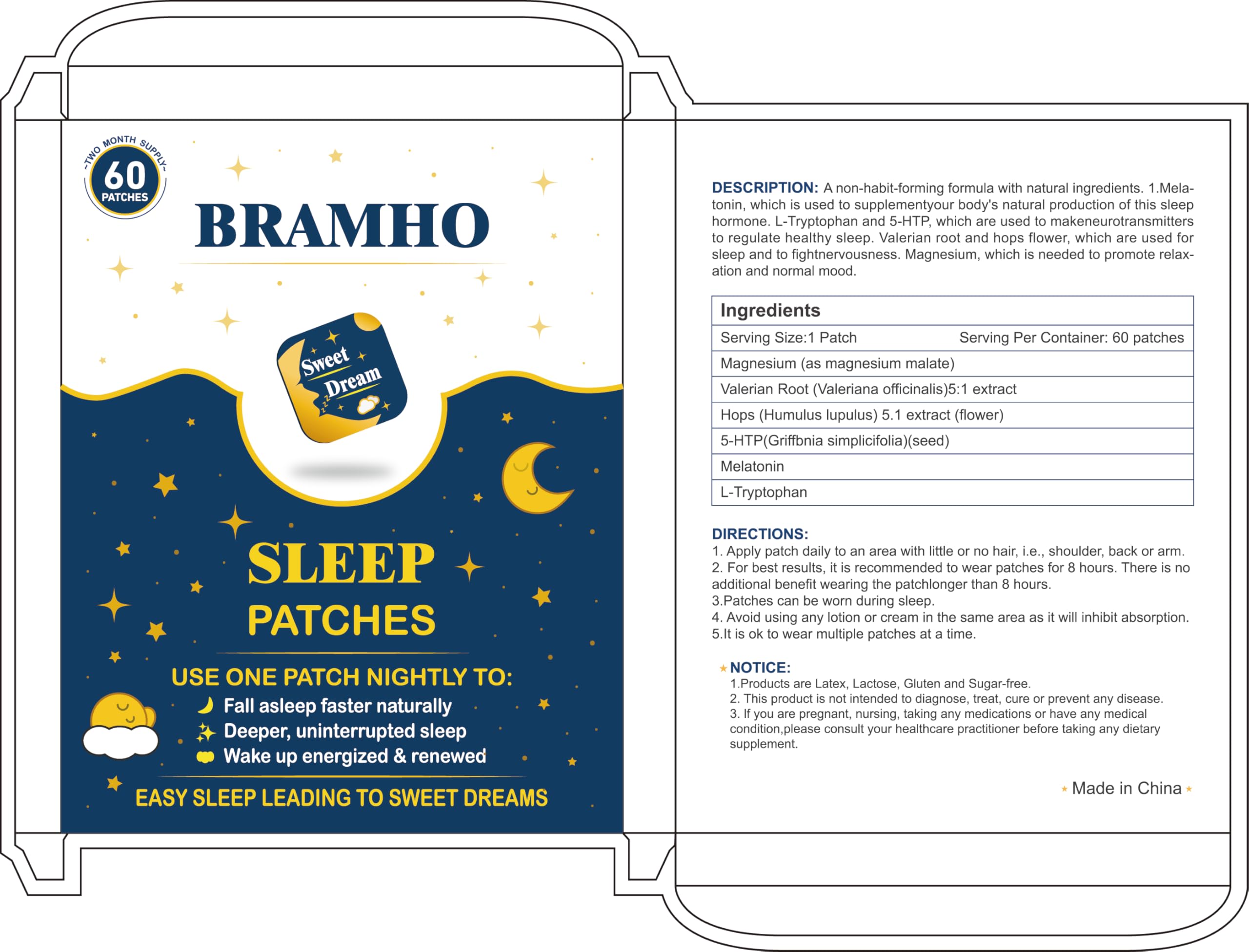 Relaxing sleep scene with BRAMHO patches