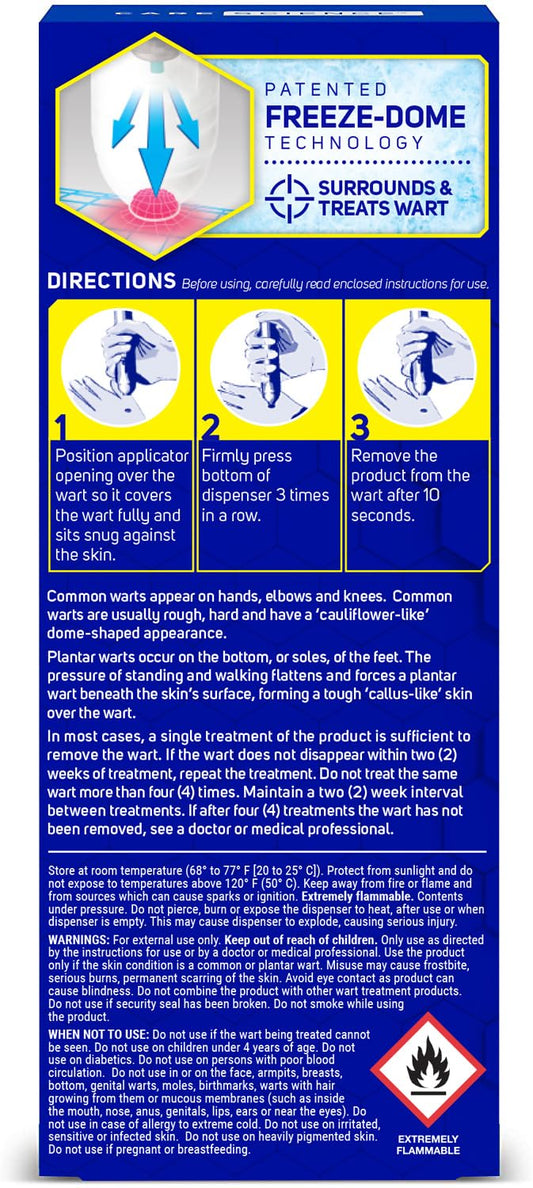 brand Care Science Wart Remover Freeze applicator targeting a visible wart for swift treatment.