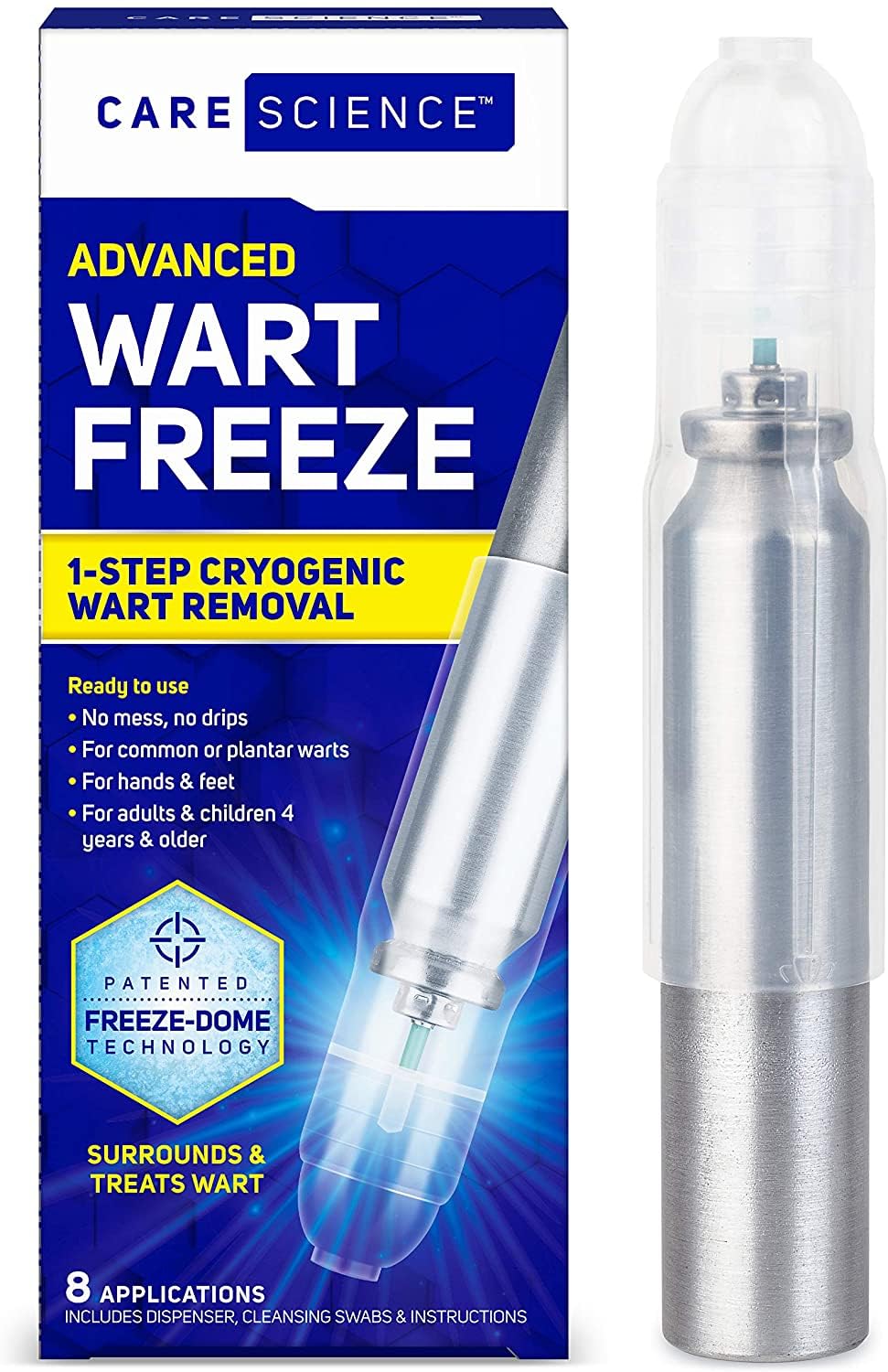 brand Care Science Wart Remover Freeze bottle with precision applicator for targeted treatment.