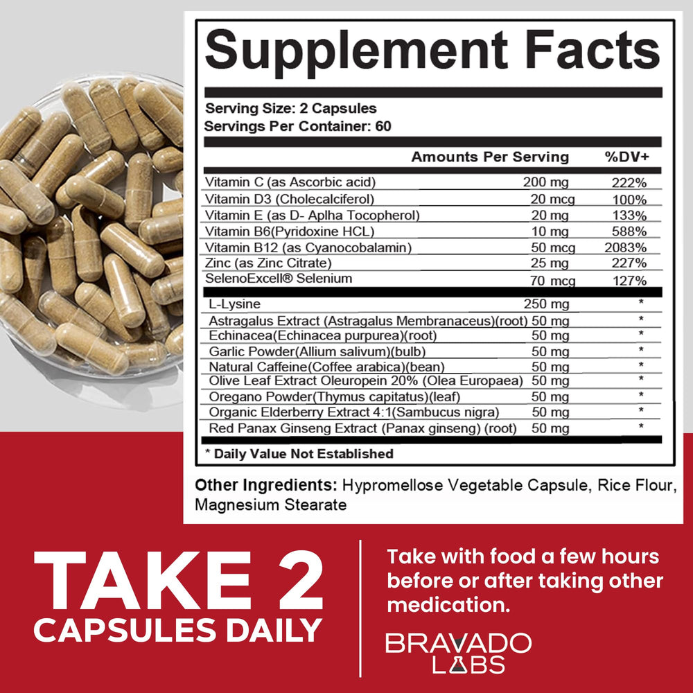 Immune support and skin health concept with lysine capsules