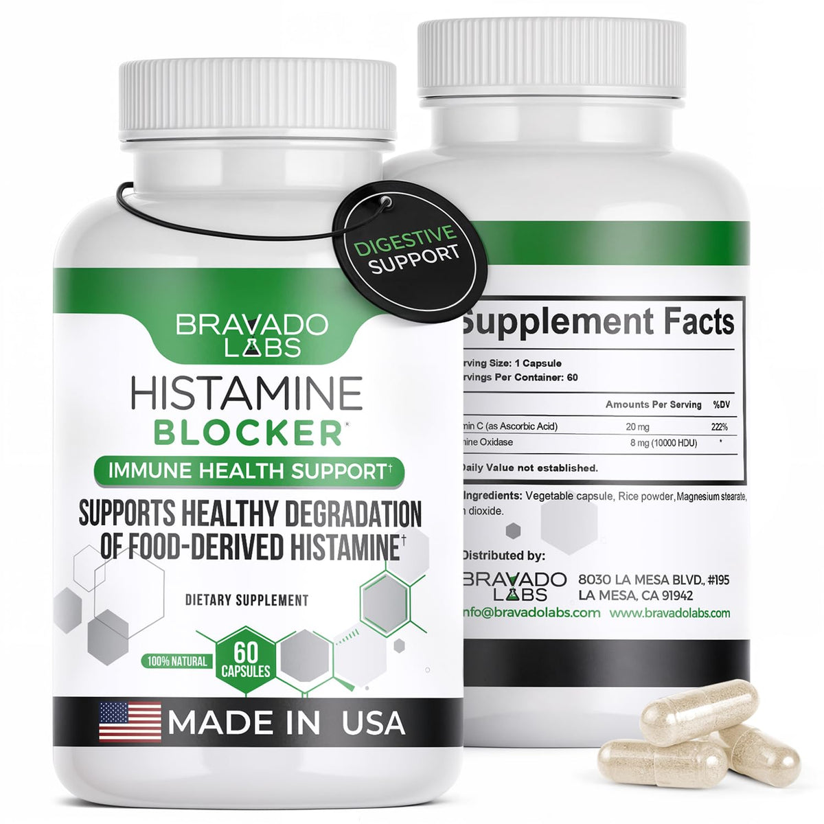 Bravado Labs Histamine Blocker bottle with 60 capsules