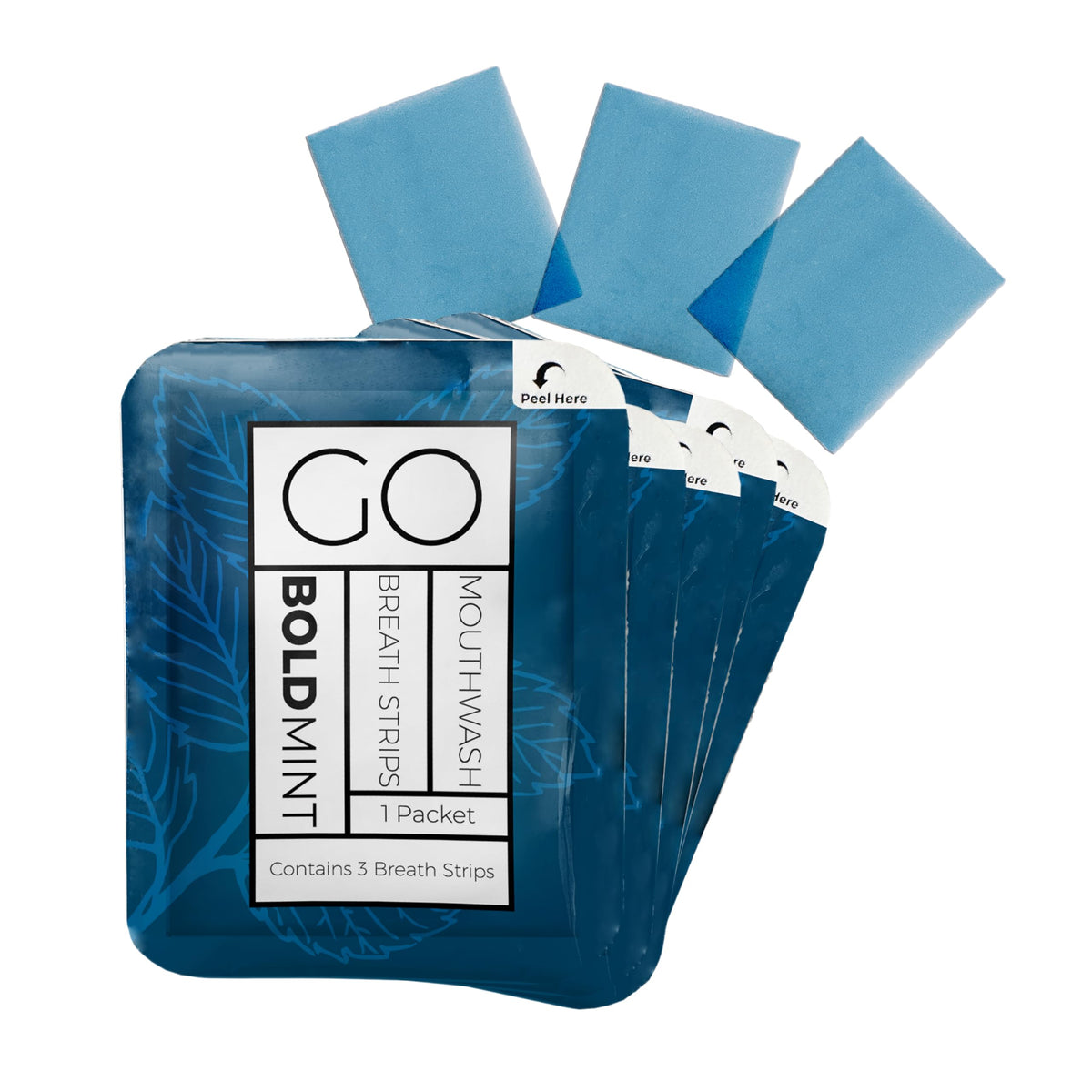 Go Mouthwash Breath Strips in a travel-size packet resting on a purse