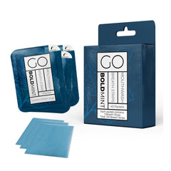 Bold mint GO Breath Strips with mint leaves in the background