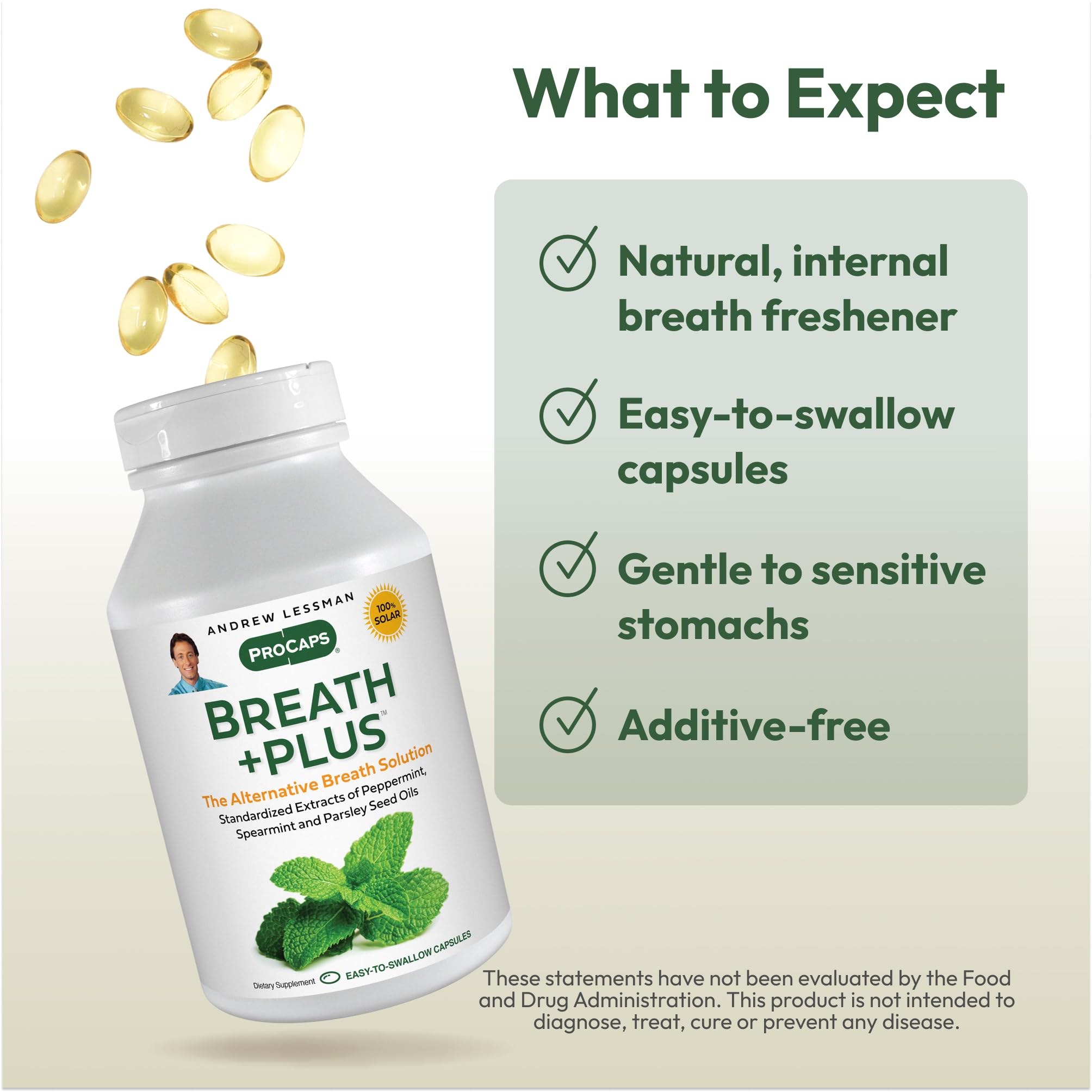 Close-up of Breath Plus softgels capsules