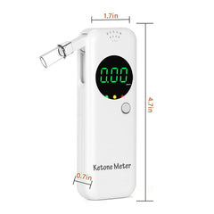 Visual guide of the breath test steps for the ketone breath meter.