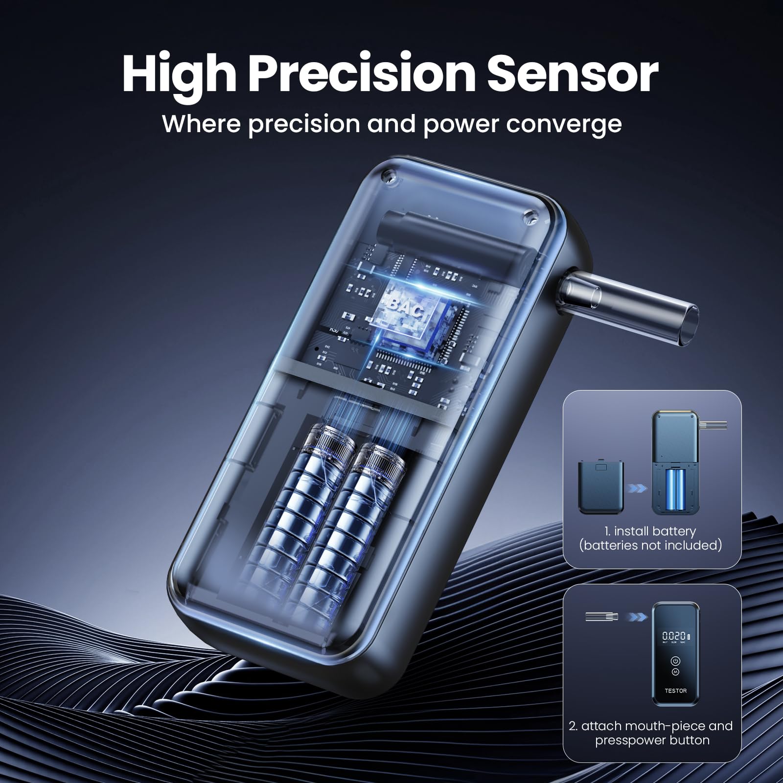 Compact palm-sized breathalyzer for travel