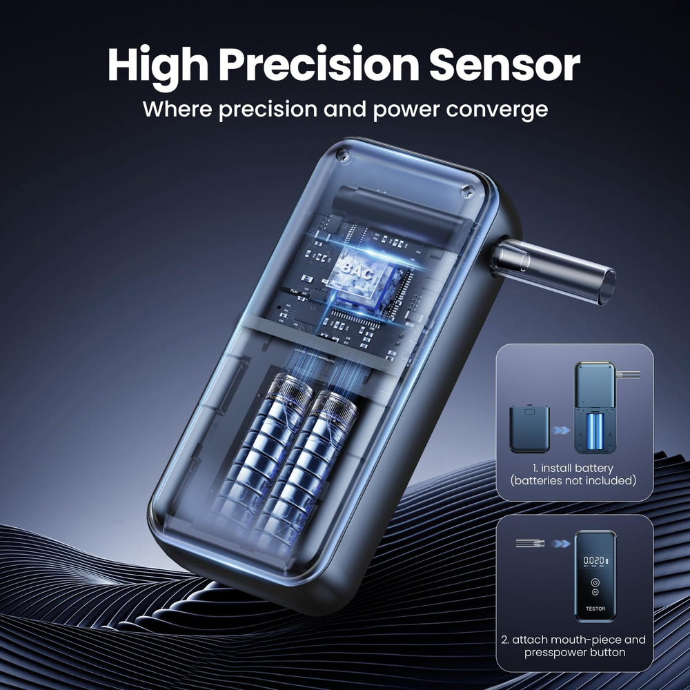 Side view of compact portable breathalyzer