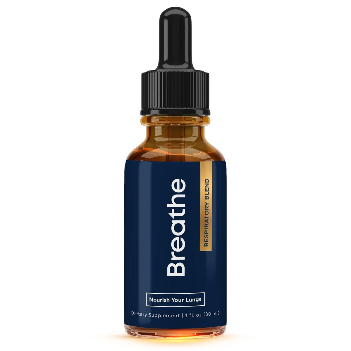 Front view of BREATHE 8-IN-1 Mullein Drops bottle (1 fl oz)