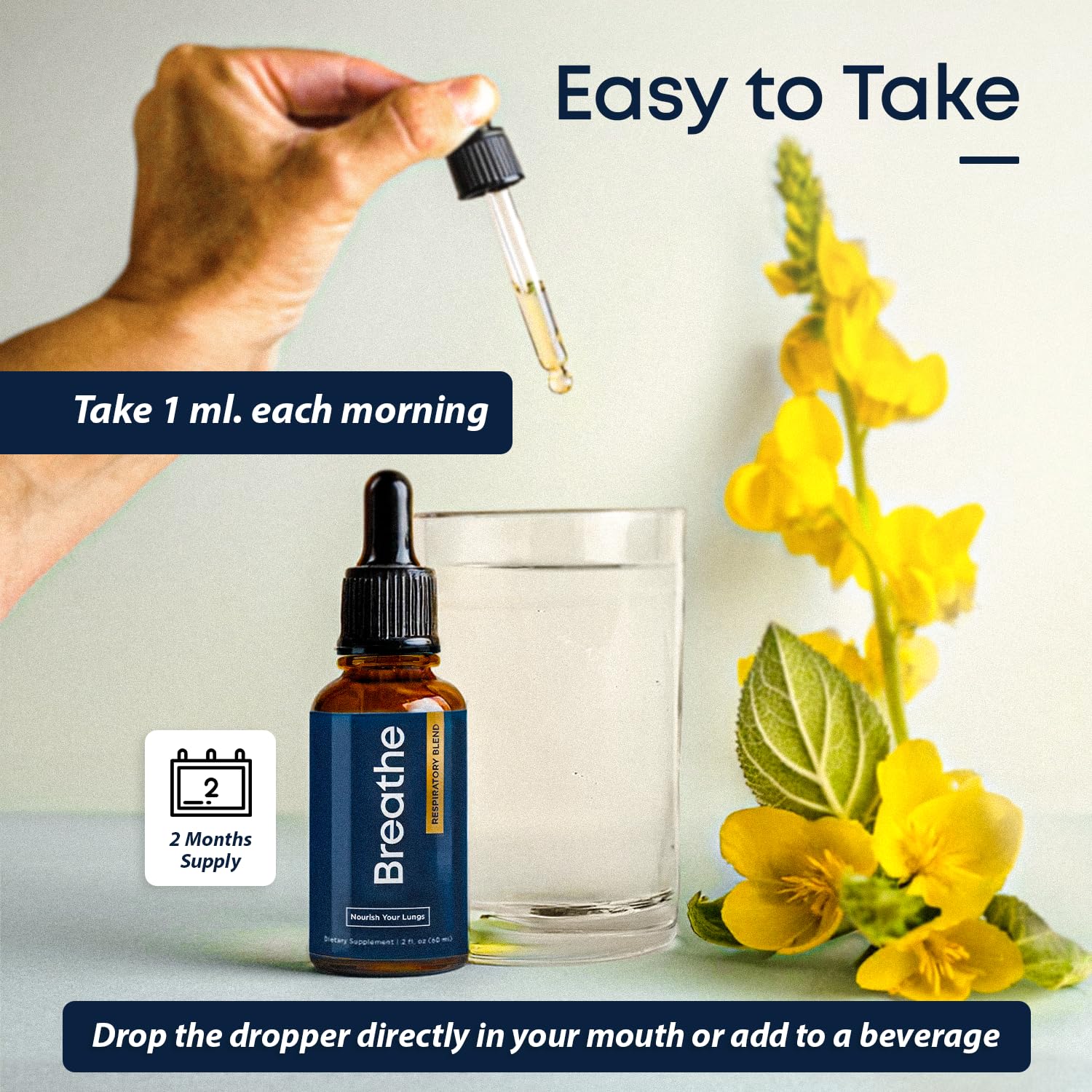 Dosing and instructions for BREATHE drops