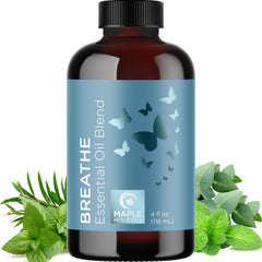 Breathe essential oil blend for diffuser with label visible