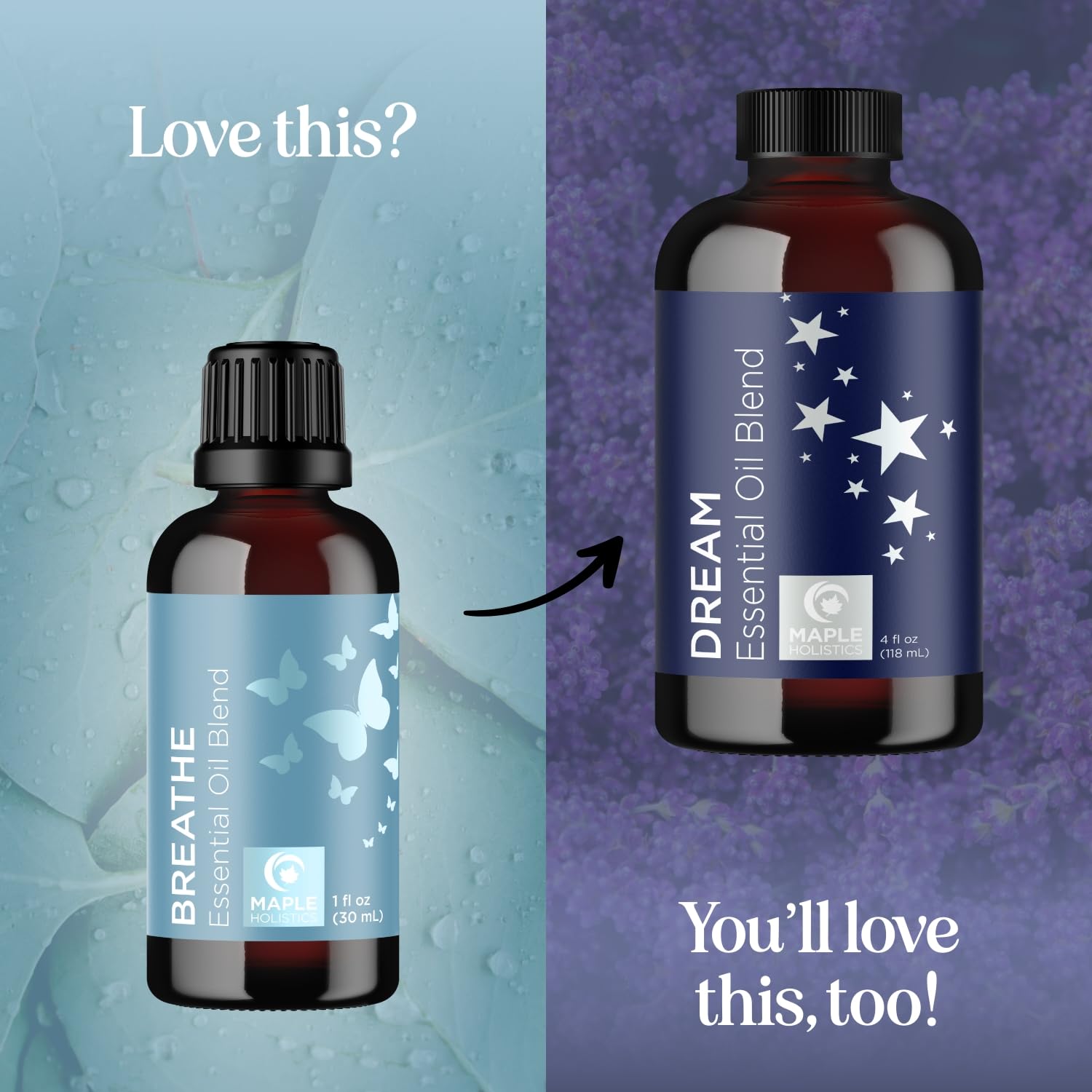 Product shot of Breathe essential oil 1 fl oz bottle