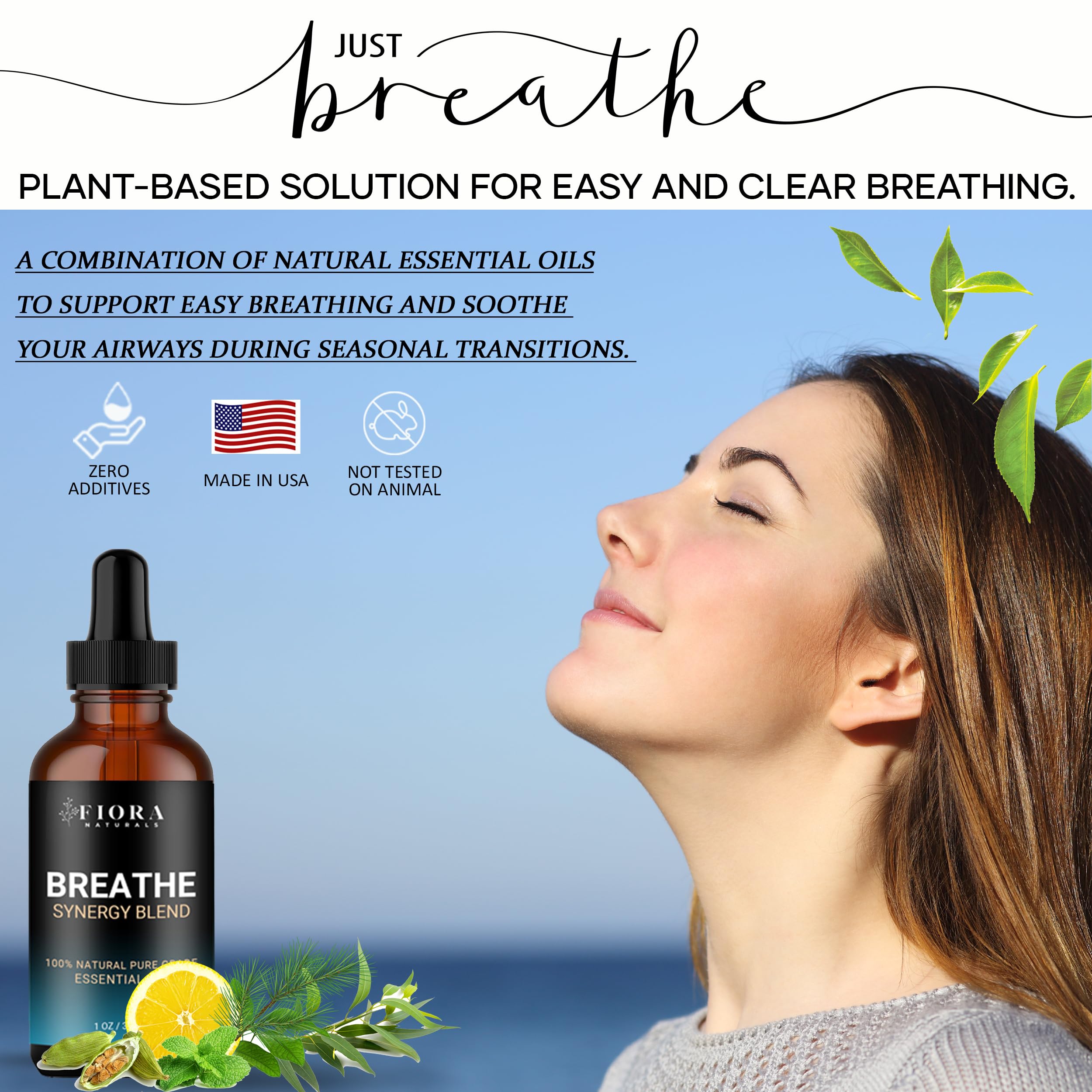 Breathe essential oil bottle with dropper for diffuser