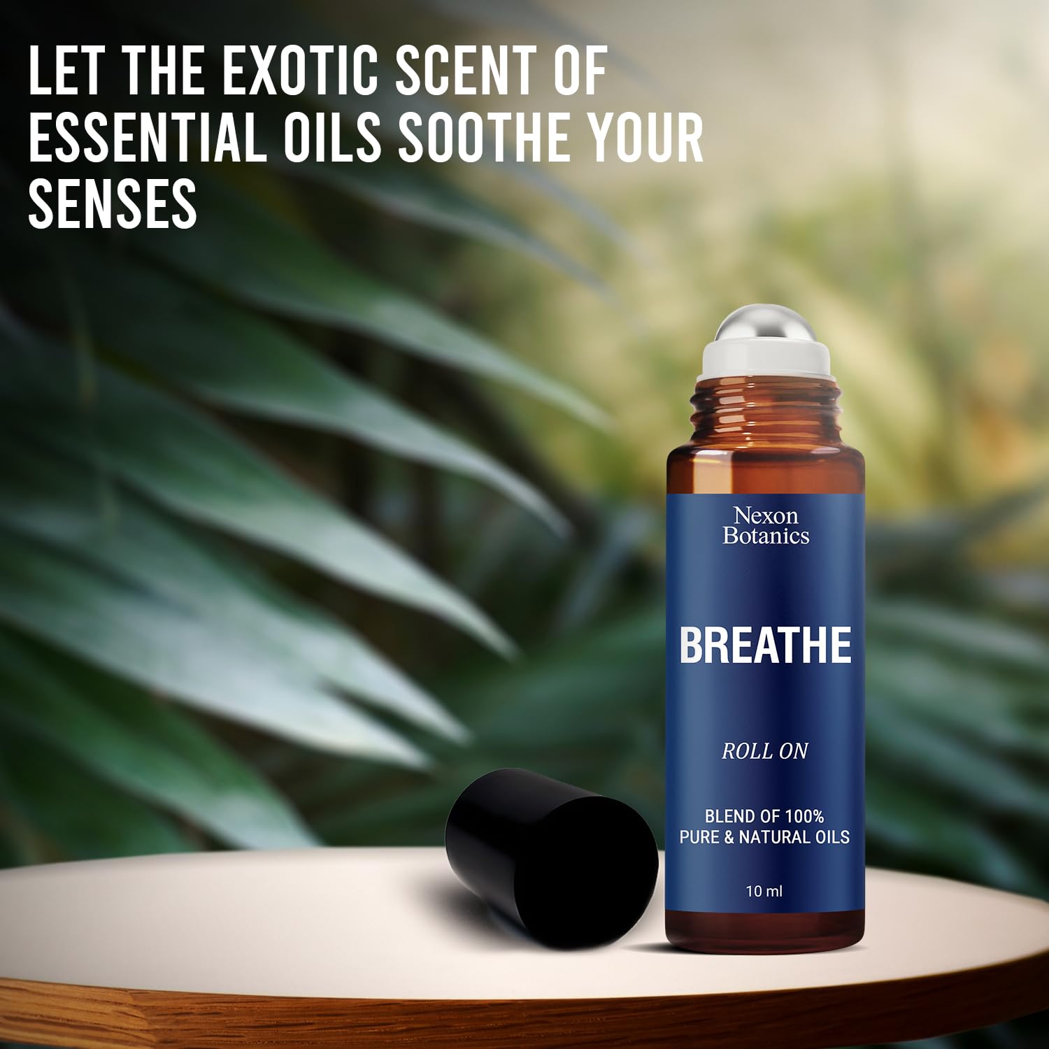 Front packaging of Nexon Botanics Breathe Roll-On 10 ml