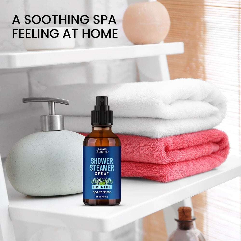 Packaging for Nexon Botanics Breathe Shower Steamer Spray 2 oz