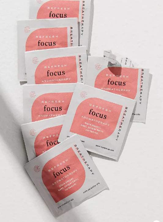 Breatherapy aroma patch applied on chest for focused concentration