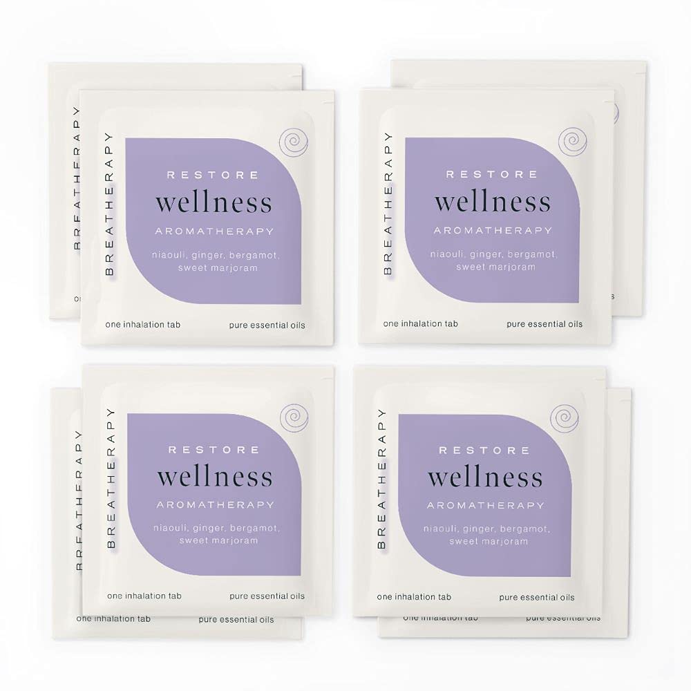 Breatherapy aroma patch close-up reveals natural essential oil blend notes.