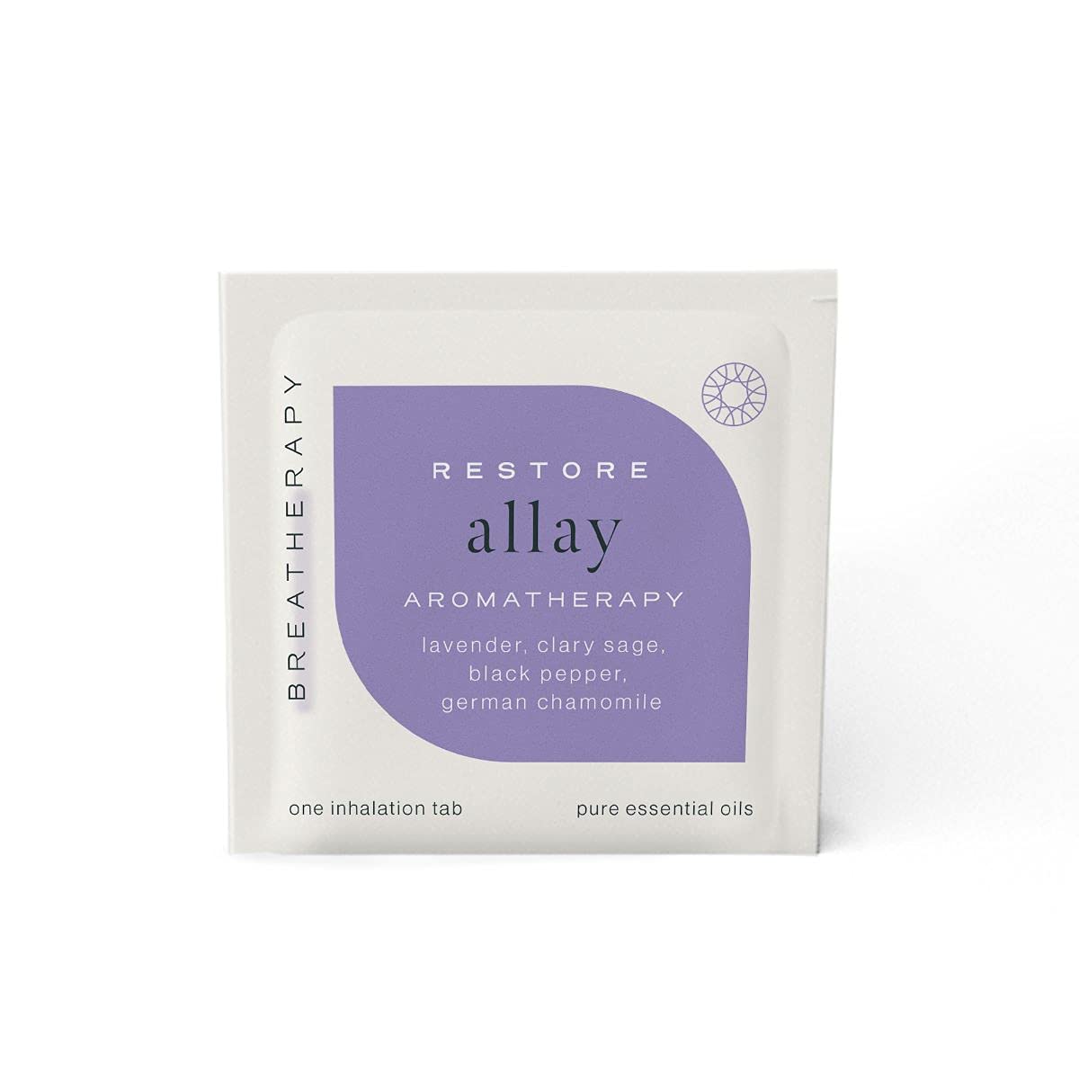 Breatherapy Allay Patches closeup lavender focus, hinting at soothing sleep support.