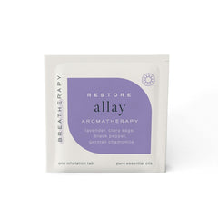 Breatherapy Allay Patches closeup lavender focus, hinting at soothing sleep support.