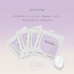 Breatherapy Breathe Patch closeup label emphasizes pure essential oils for natural inhalation