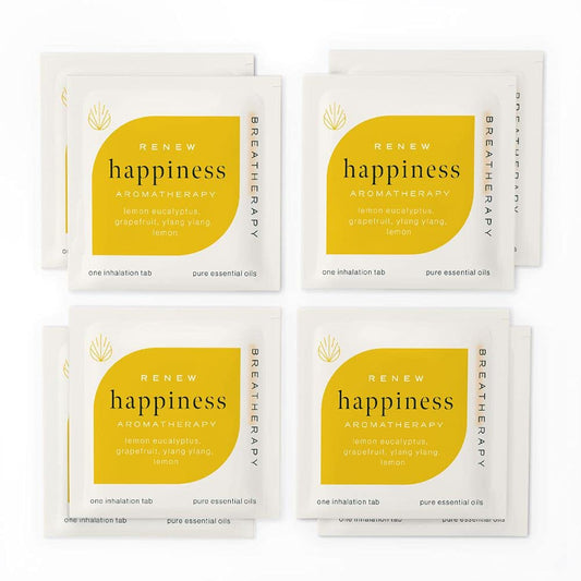 Breatherapy Happiness Patch on skin arm demonstrates discreet mood-prompt aroma