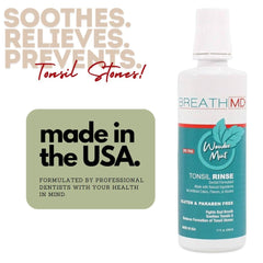 BreathMD Tonsil Rinse bottle label close-up
