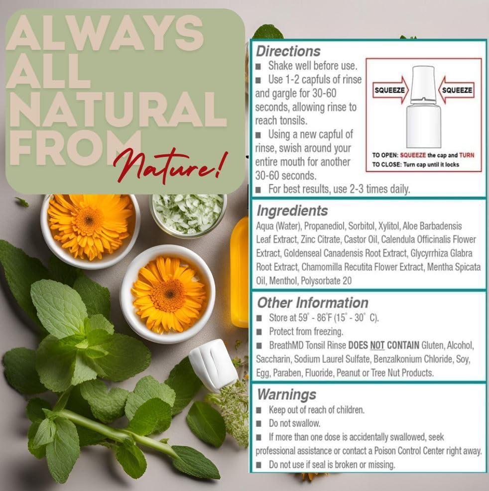 Close-up of natural ingredients used in BreathMD Tonsil Rinse