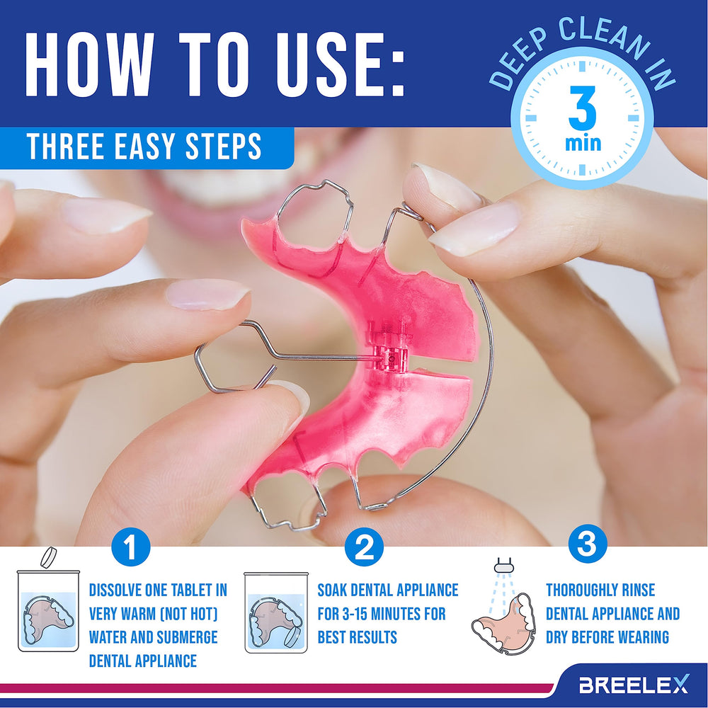FSA/HSA eligible Breelex dental cleaning tablets label