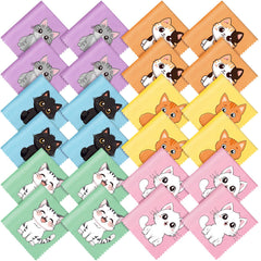 Blue cat-pattern microfiber cleaning cloth for glasses and screens
