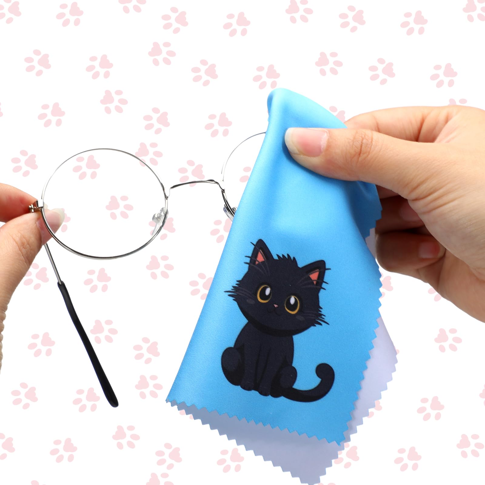Brown cat-pattern microfiber cleaning cloth for screens