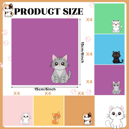 Pink cat-pattern microfiber cleaning cloth for glasses