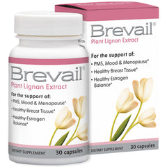 Brevail Plant Lignan Extract capsules front view, 30-count