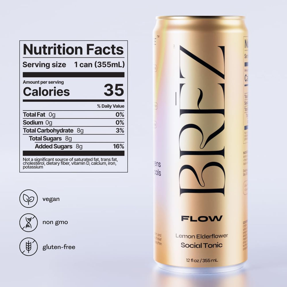 Back view of BRĒZ Flow Lion’s Mane Drink 12-pack can